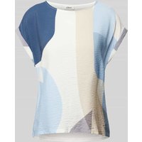 s.Oliver RED LABEL Relaxed Fit T-Shirt im Material-Mix mit vorderseitigem Print in Weiss, Größe 42 von s.Oliver RED LABEL
