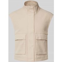 s.Oliver RED LABEL Relaxed Fit Weste aus Twill mit Stehkragen in Beige, Größe 36 von s.Oliver RED LABEL