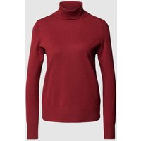 s.Oliver RED LABEL Rollkragenpullover mit gerippten Abschlüssen in Bordeaux, Größe 34 von s.Oliver RED LABEL