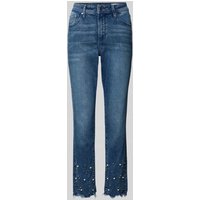 s.Oliver RED LABEL Slim Fit Jeans aus Baumwoll-Mix mit Schmucksteinen Modell 'BETSY' in Jeansblau, Größe 38 von s.Oliver RED LABEL