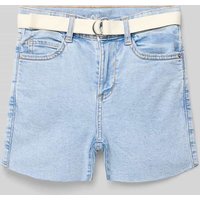 s.Oliver RED LABEL Slim Fit Jeansshorts mit integriertem Gürtel in Blau, Größe 170 von s.Oliver RED LABEL