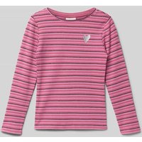 s.Oliver RED LABEL Slim Fit Langarmshirt aus Baumwoll-Mix in Fuchsia, Größe 140 von s.Oliver RED LABEL