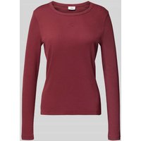 s.Oliver RED LABEL Slim Fit Langarmshirt in Ripp-Optik in Bordeaux, Größe 46 von s.Oliver RED LABEL