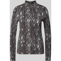 s.Oliver RED LABEL Slim Fit Langarmshirt mit Mock-Neck-Kragen in Anthrazit, Größe 36 von s.Oliver RED LABEL