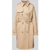 s.Oliver RED LABEL Slim Fit Trenchcoat aus Baumwoll-Mix mit Streifen-Futter in Beige, Größe 40 von s.Oliver RED LABEL