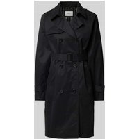 s.Oliver RED LABEL Slim Fit Trenchcoat aus Baumwoll-Mix mit Streifen-Futter in Black, Größe 32 von s.Oliver RED LABEL
