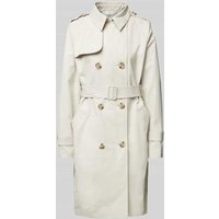 s.Oliver RED LABEL Slim Fit Trenchcoat aus Baumwoll-Mix mit Streifen-Futter in Offwhite, Größe 40 von s.Oliver RED LABEL