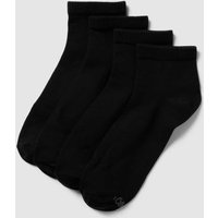 s.Oliver RED LABEL Socken mit Label-Detail im 4er-Pack Modell 'Quarter' in Black, Größe 43/46 von s.Oliver RED LABEL