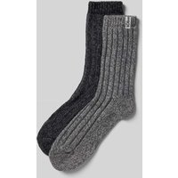 s.Oliver RED LABEL Strick-Socken mit Rippenbündchen im 2er-Pack in Dunkelgrau, Größe 39-42 von s.Oliver RED LABEL