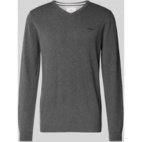 s.Oliver RED LABEL Strickpullover mit V-Ausschnitt in Anthrazit, Größe M von s.Oliver RED LABEL