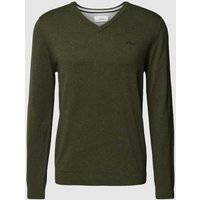 s.Oliver RED LABEL Strickpullover mit V-Ausschnitt in Khaki, Größe S von s.Oliver RED LABEL