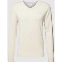 s.Oliver RED LABEL Strickpullover mit V-Ausschnitt in Offwhite, Größe XL von s.Oliver RED LABEL