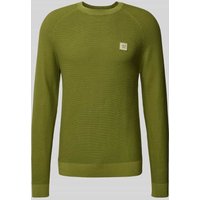 s.Oliver RED LABEL Strickpullover mit gerippten Abschlüssen in Schilf, Größe XXXL von s.Oliver RED LABEL