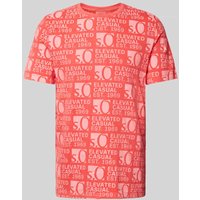 s.Oliver RED LABEL T-Shirt mit Allover-Label-Print in Koralle, Größe M von s.Oliver RED LABEL