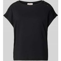 s.Oliver RED LABEL T-Shirt mit Häkelspitze und Rundhalsausschnitt in Black, Größe 36 von s.Oliver RED LABEL