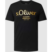 s.Oliver RED LABEL T-Shirt mit Label-Print in Black, Größe S von s.Oliver RED LABEL