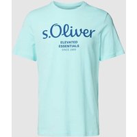 s.Oliver RED LABEL T-Shirt mit Label-Print in Helltuerkis, Größe M von s.Oliver RED LABEL