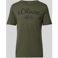 s.Oliver RED LABEL T-Shirt mit Label-Print in Oliv, Größe M von s.Oliver RED LABEL