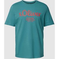 s.Oliver RED LABEL T-Shirt mit Label-Print in Petrol, Größe L von s.Oliver RED LABEL