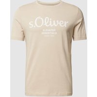 s.Oliver RED LABEL T-Shirt mit Label-Print in Sand, Größe S von s.Oliver RED LABEL