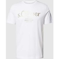 s.Oliver RED LABEL T-Shirt mit Label-Print in Weiss, Größe L von s.Oliver RED LABEL