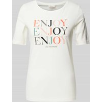 s.Oliver RED LABEL T-Shirt mit Label-Prints Modell 'ENJOY' in Weiss, Größe 44 von s.Oliver RED LABEL