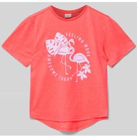 s.Oliver RED LABEL T-Shirt mit Motiv-Print in Neon Pink, Größe 140 von s.Oliver RED LABEL