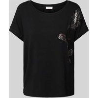 s.Oliver RED LABEL T-Shirt mit Motiv- und Statement-Print in Black, Größe 36 von s.Oliver RED LABEL