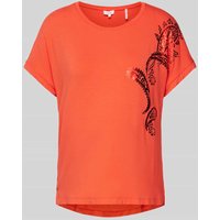 s.Oliver RED LABEL T-Shirt mit Motiv- und Statement-Print in Koralle, Größe 44 von s.Oliver RED LABEL