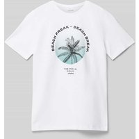 s.Oliver RED LABEL T-Shirt mit Motiv- und Statement-Print in Weiss, Größe L von s.Oliver RED LABEL