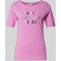 s.Oliver RED LABEL T-Shirt mit Statement-Print Modell 'Enjoy' in Rosa, Größe 44 von s.Oliver RED LABEL