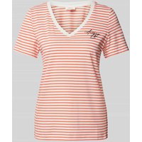 s.Oliver RED LABEL T-Shirt mit Streifenmuster Modell 'Stitch' in Koralle, Größe 40 von s.Oliver RED LABEL