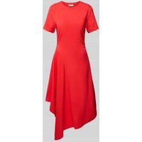 s.Oliver RED LABEL Tailliertes Midikleid mit Raffungen und asymmetrischem Rock in Rot, Größe 44 von s.Oliver RED LABEL