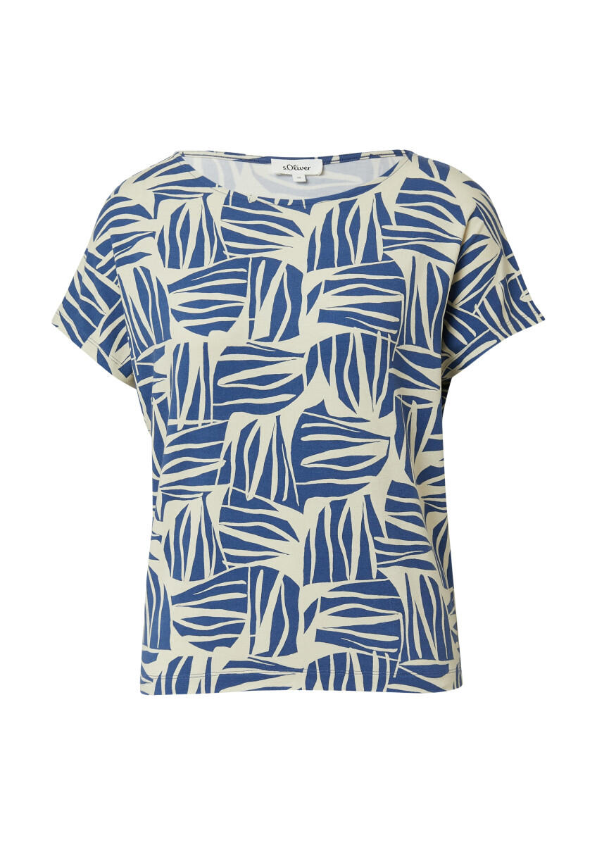 s.Oliver Red Label - Ärmelloses T-Shirt im Relaxed Fit beige/blau - Gr. - 40 von s.Oliver Red Label