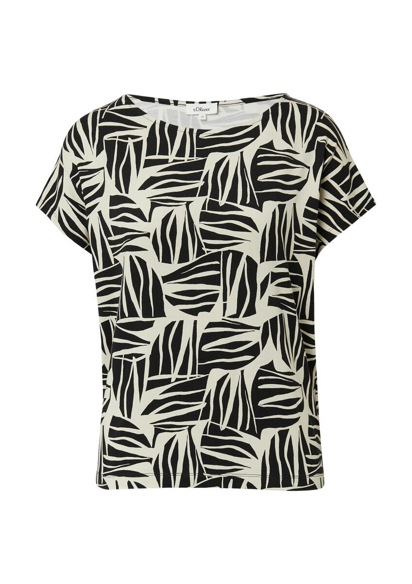 s.Oliver Red Label - Ärmelloses T-Shirt im Relaxed Fit beige/schwarz - Gr. - 44 von s.Oliver Red Label
