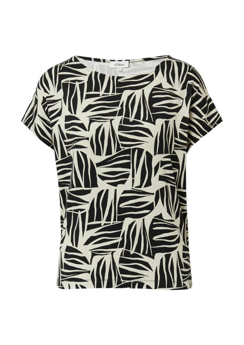 s.Oliver Red Label - Ärmelloses T-Shirt im Relaxed Fit beige/schwarz - Gr. - 44 von s.Oliver Red Label