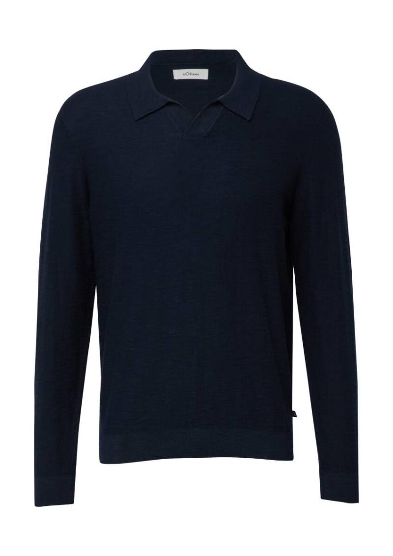 s.Oliver Red Label - Baumwoll-Strickpullover mit Polokragen blau - Gr. - S von s.Oliver Red Label