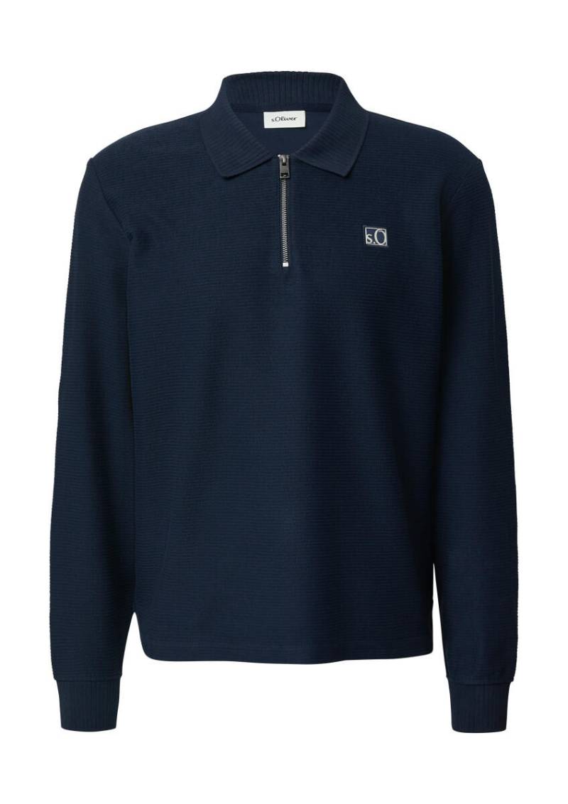 s.Oliver Red Label - Baumwoll-Sweatshirt mit Polokragen blau - Gr. - S von s.Oliver Red Label