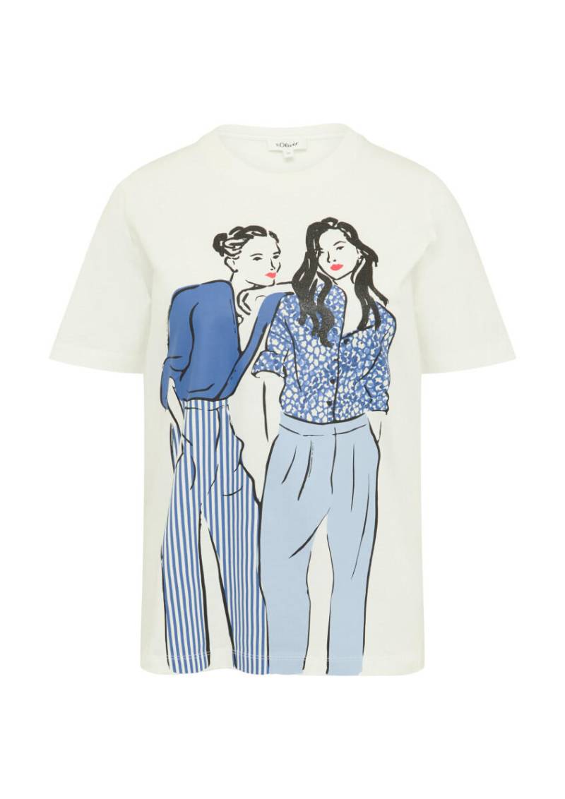 s.Oliver Red Label - Baumwoll-T-Shirt im Relaxed Fit weiß - Gr. - 40 von s.Oliver Red Label