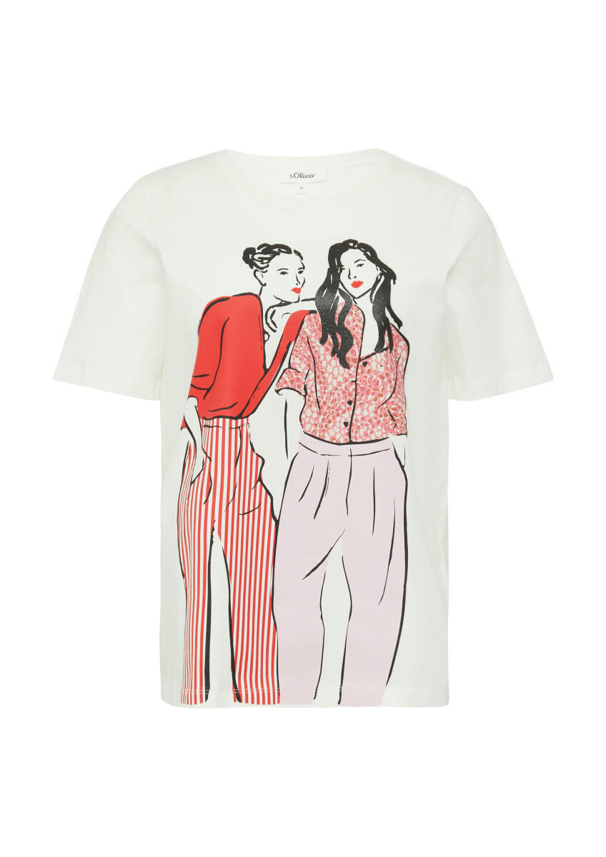 s.Oliver Red Label - Baumwoll-T-Shirt im Relaxed Fit weiß - Gr. - 44 von s.Oliver Red Label