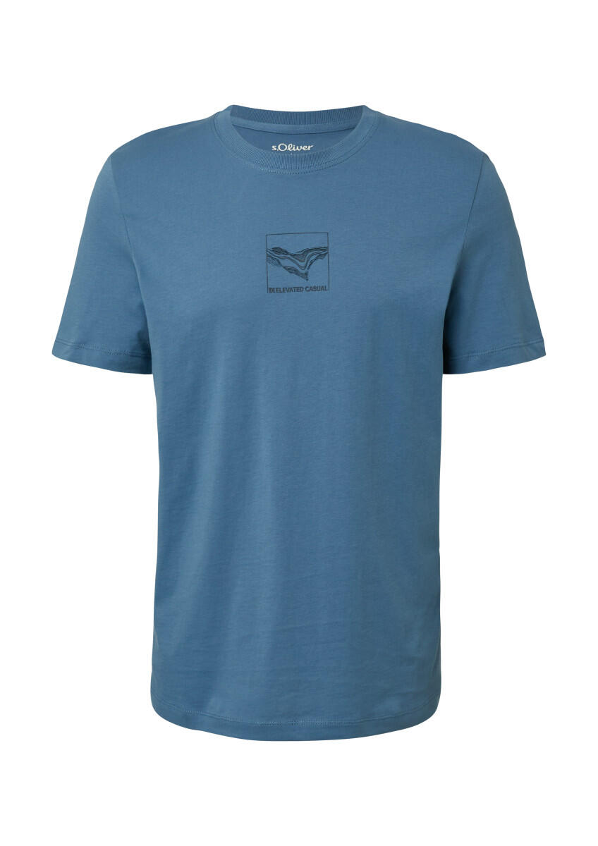 s.Oliver Red Label - Baumwoll-T-Shirt mit Crew Neck und Front-Print blau - Gr. - L von s.Oliver Red Label