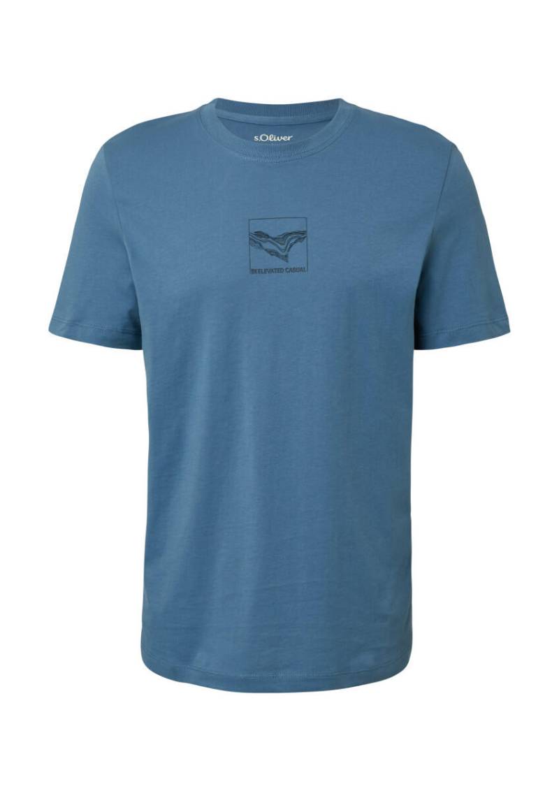 s.Oliver Red Label - Baumwoll-T-Shirt mit Crew Neck und Front-Print blau - Gr. - S von s.Oliver Red Label