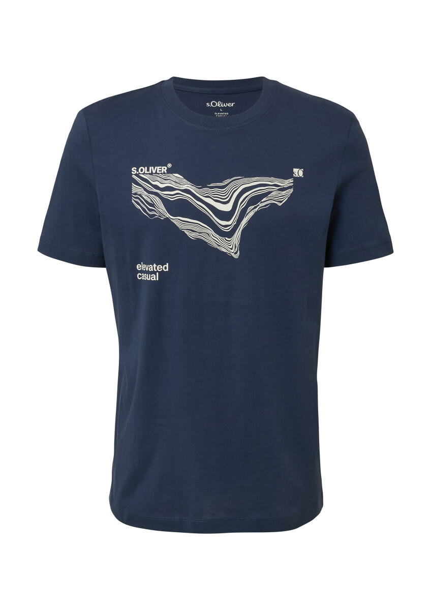 s.Oliver Red Label - Baumwoll-T-Shirt mit Crew Neck und Front-Print blau - Gr. - XXL von s.Oliver Red Label