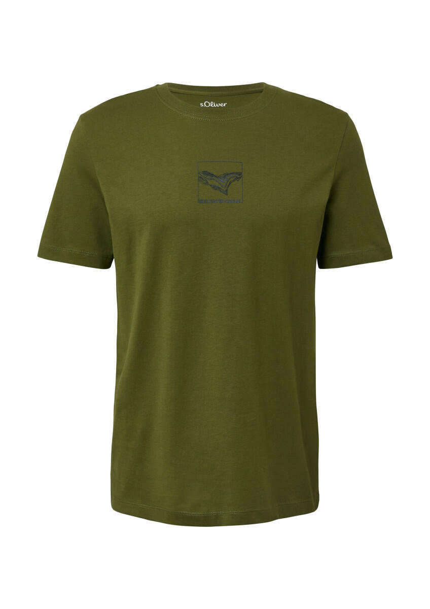 s.Oliver Red Label - Baumwoll-T-Shirt mit Crew Neck und Front-Print grün - Gr. - XL von s.Oliver Red Label