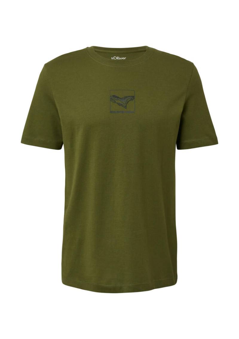 s.Oliver Red Label - Baumwoll-T-Shirt mit Crew Neck und Front-Print grün - Gr. - XXL von s.Oliver Red Label