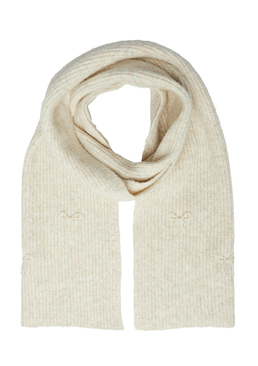 s.Oliver Red Label - Breiter Strickschal mit Schmuckperlen-Details beige - Gr. - ONE SIZE von s.Oliver Red Label