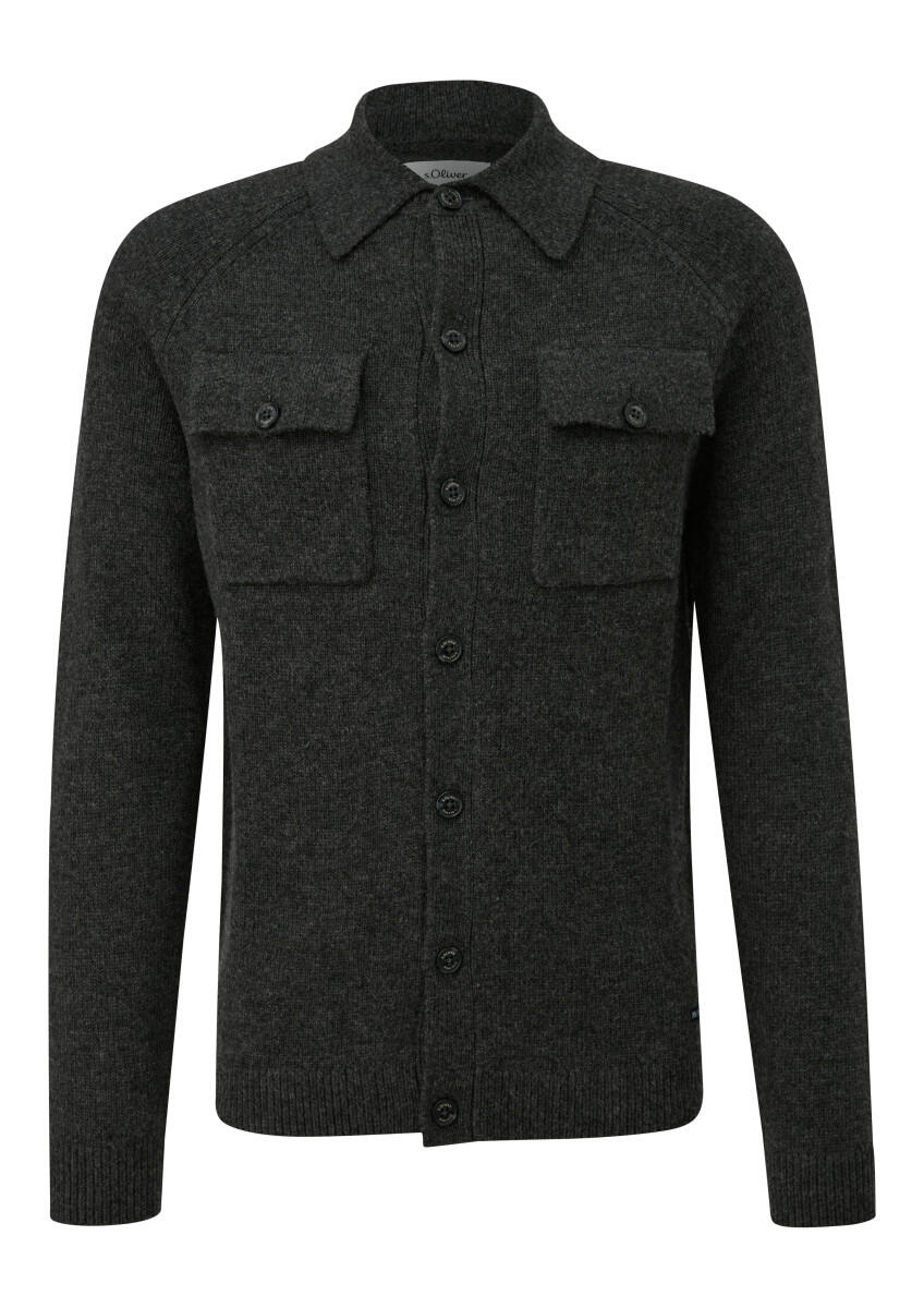 s.Oliver Red Label - Cardigan mit Brusttaschen und Polokragen grau - Gr. - S von s.Oliver Red Label