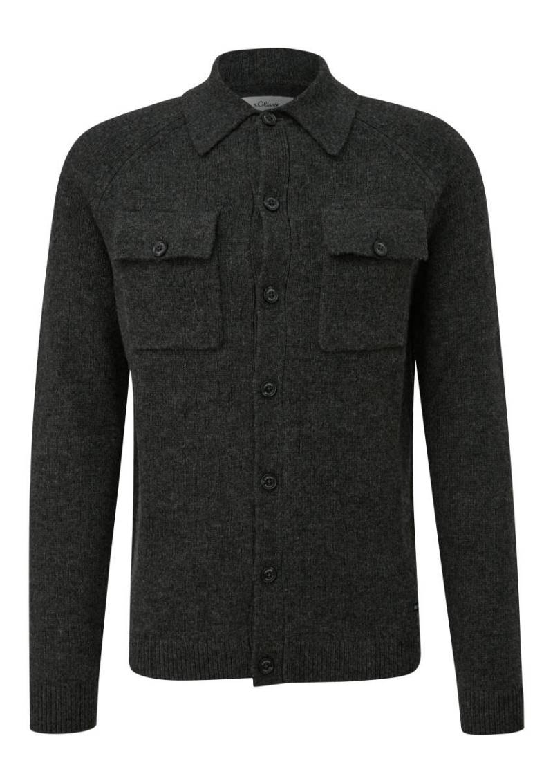 s.Oliver Red Label - Cardigan mit Brusttaschen und Polokragen grau - Gr. - S von s.Oliver Red Label