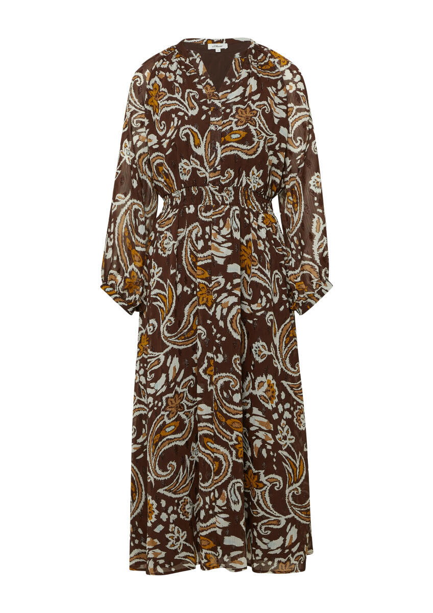 s.Oliver Red Label - Chiffonkleid mit Effektgarn im Relaxed Fit braun - Gr. - 36 von s.Oliver Red Label