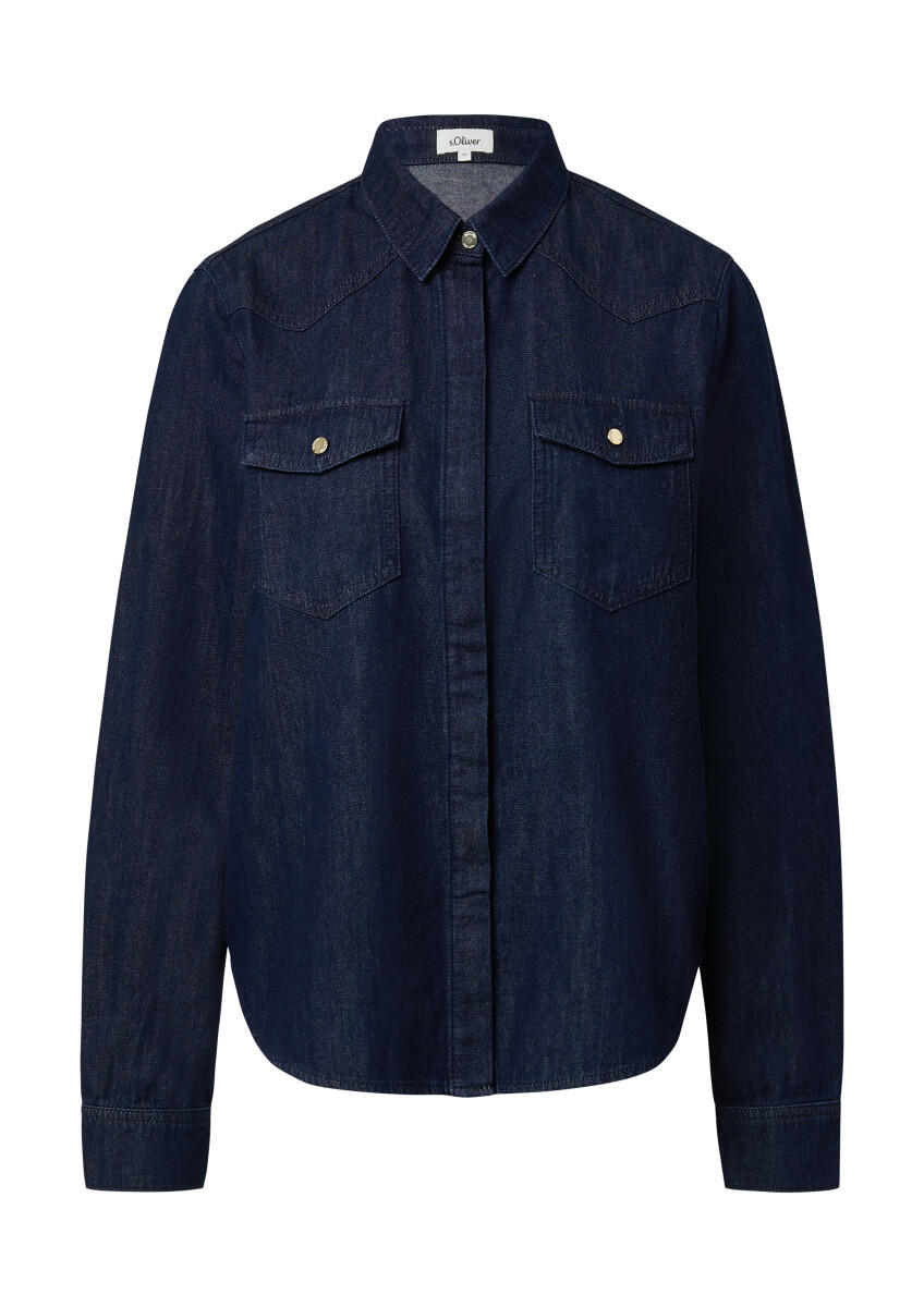 s.Oliver Red Label - Denim-Bluse mit verdeckter Knopfleiste blau - Gr. - 34 von s.Oliver Red Label